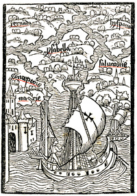 Библиотека Джона Картера Брауна, гравюра, иллюстрирующая путевое письмо Христофора Колумба из Вест-Индии. Базельское издание. 1494