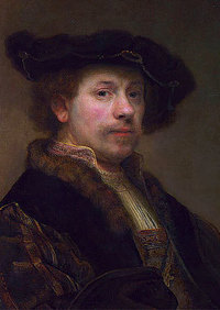 старинная картина автопортрет художник Рембрандт Харменс ван Рейн