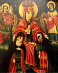 старинная русская икона Печерской Божьей матери
