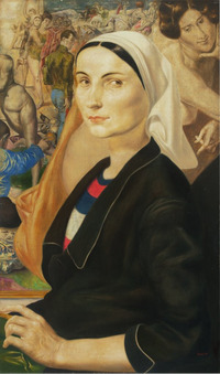 старинная антикварная картина художник Вернер Тюбке. «Портрет Гизелы Шульц». 1969