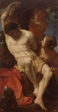 старинная картина художник Антонио Молинари «Св. Себастьян и Св. Ирина». Конец 1690-х гг