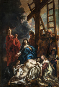 старинная картина художник живопись Якоб Йорданс «Оплакивание Христа» 1650-е