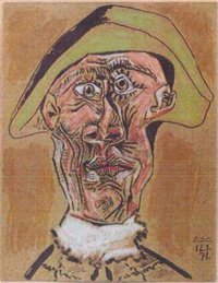 художник Пабло Пикассо, картина Голова Арлекина, 1971